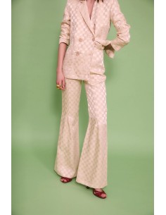 Pantalon Pliegue Dama Crema