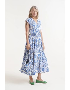 Vestido Midi Aquaria Azul/estampado