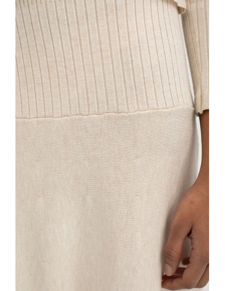 Safa Falda Midi Vuelo Beige