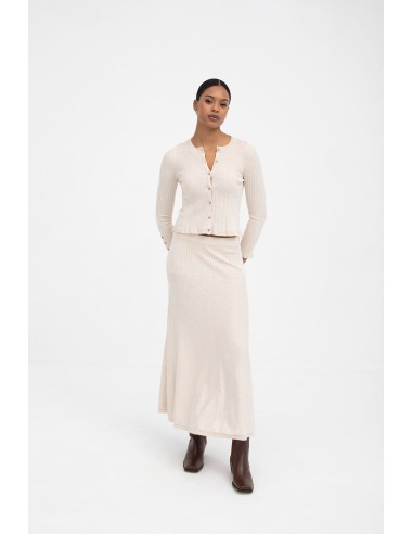 Safa Falda Midi Vuelo Beige