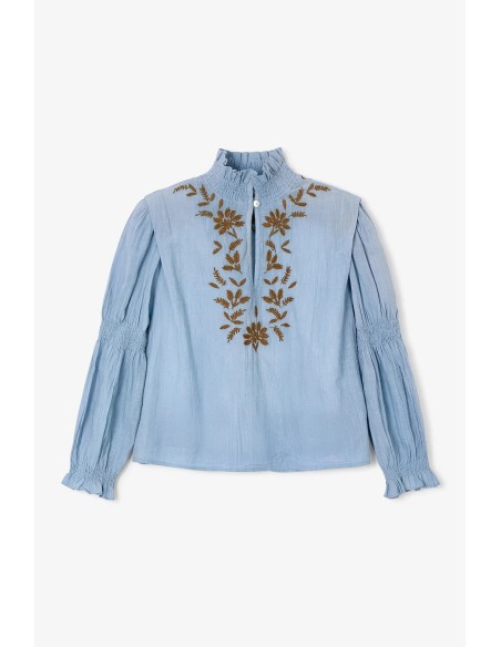 Blusa Lupe Embroidery Azul