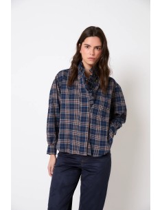 Blusa Maribel Cuadro Azul