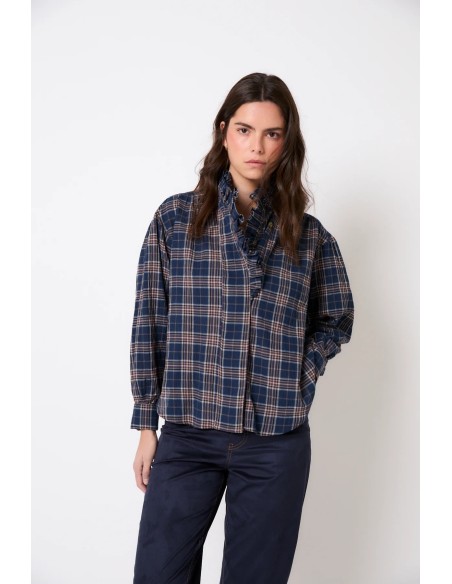 Blusa Maribel Cuadro Azul