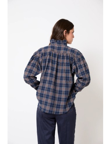 Blusa Maribel Cuadro Azul