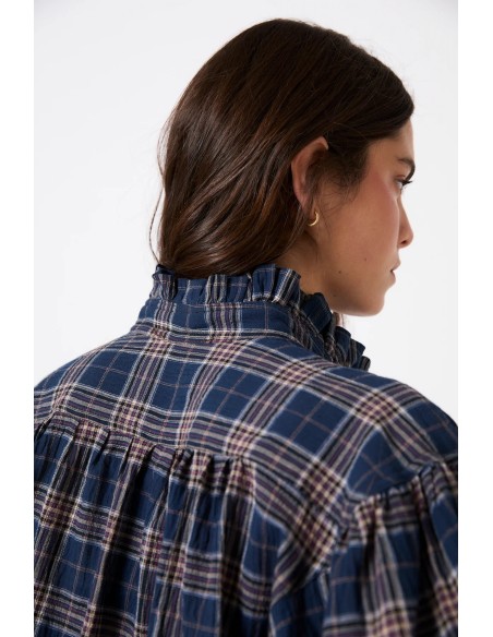 Blusa Maribel Cuadro Azul