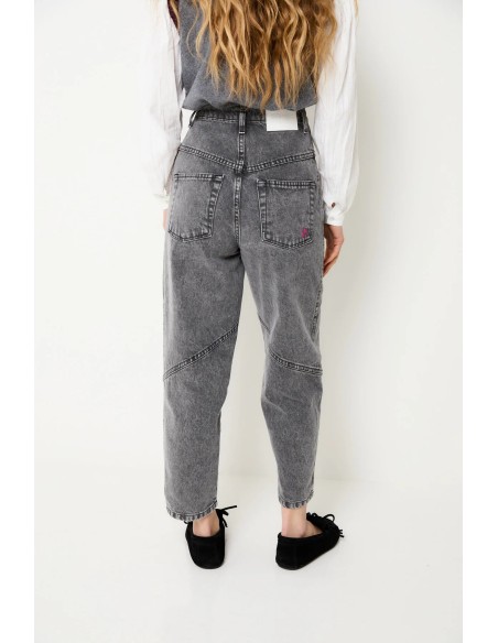 Jeans Cortes Bleach Gris