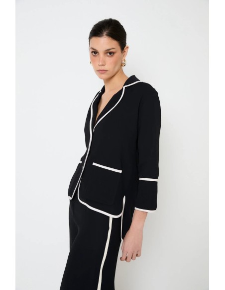 Chaqueta Bies Crespon Negro