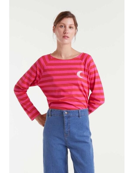 Camiseta Moon  Rayas Rosa