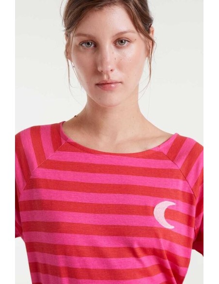 Camiseta Moon  Rayas Rosa