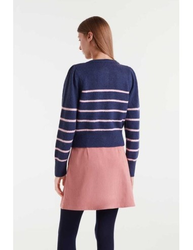 Cardigan Punto Marinera Navy_rosa