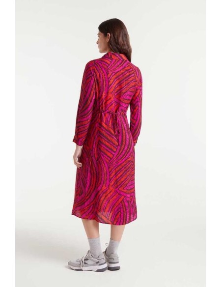 Vestido Fedora Abstract Midi Negro/rojo