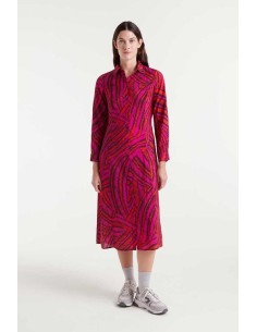 Vestido Fedora Abstract Midi Negro/rojo