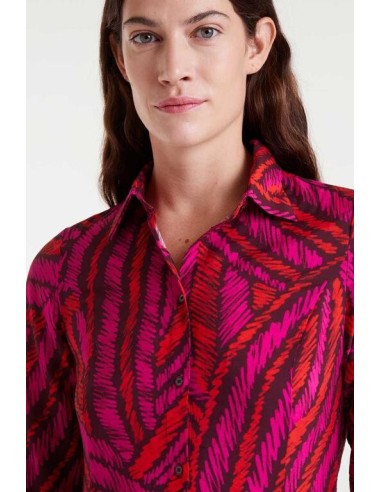 Vestido Fedora Abstract Midi Negro/rojo