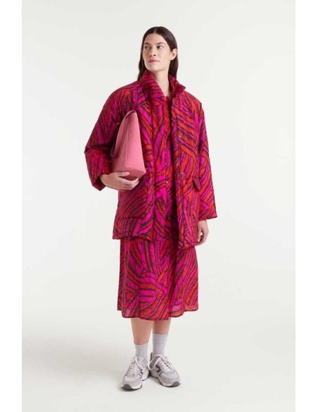 Vestido Fedora Abstract Midi Negro/rojo