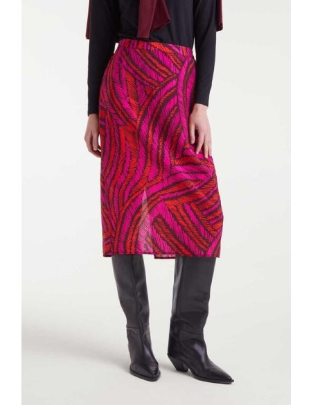 Falda Fedora Abstract Negro/rojo