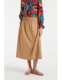 Falda Tecnica Midi Camel