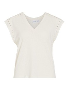 Vimelsina Vneck Studded Top Cloud_dancer