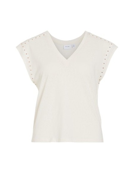 Vimelsina Vneck Studded Top Cloud_dancer