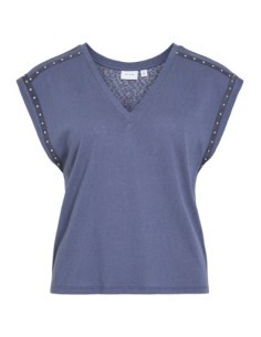 Vimelsina Vneck Studded Top Indigo