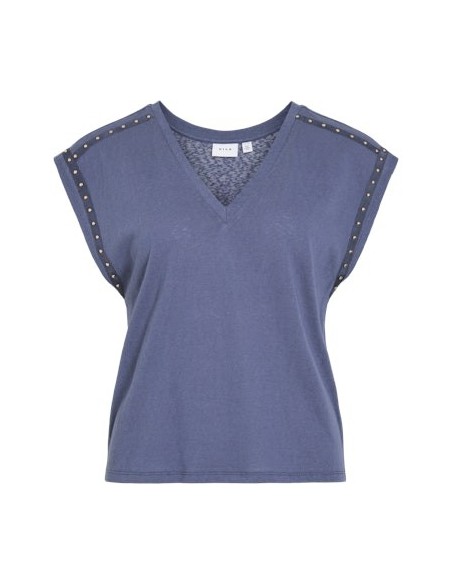 Vimelsina Vneck Studded Top Indigo