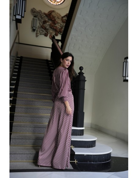 Pantalon Fira Palazzo Rombo Burdeos