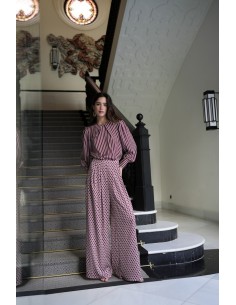 Pantalon Fira Palazzo Rombo Burdeos