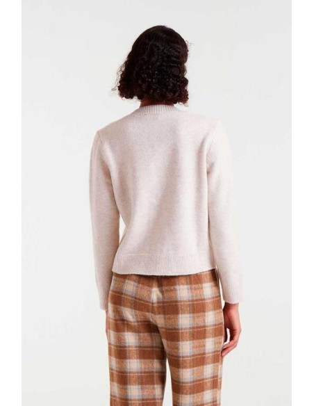 Cardigan Punto Boton Multi Beige