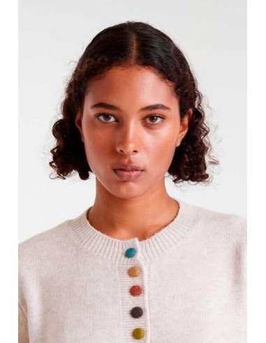 Cardigan Punto Boton Multi Beige