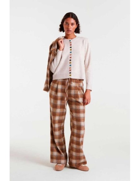 Cardigan Punto Boton Multi Beige