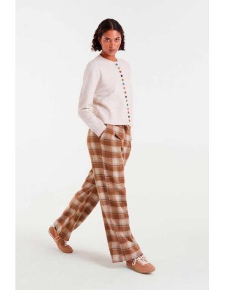 Cardigan Punto Boton Multi Beige