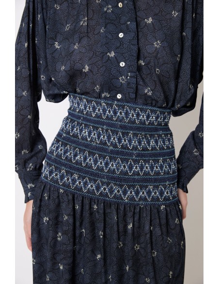 Falda Nido Greca Azul