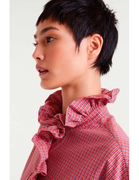 Camisa Cuadros Volante Rojo