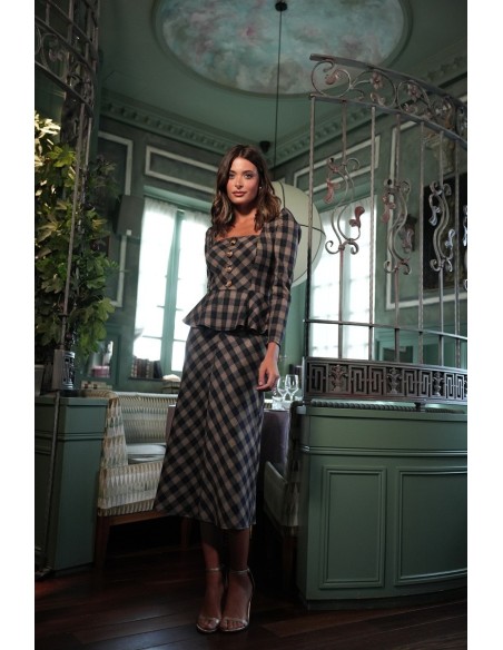 Falda Tena Cuadros Marino