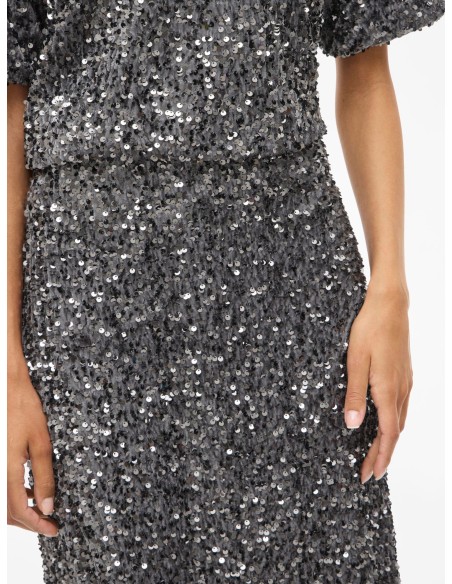 Vifaith Midi Sequin Skirt Poppy_sed