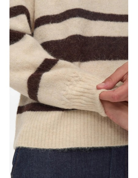 Jersey Nuriette Wide Stripe Black/coffee