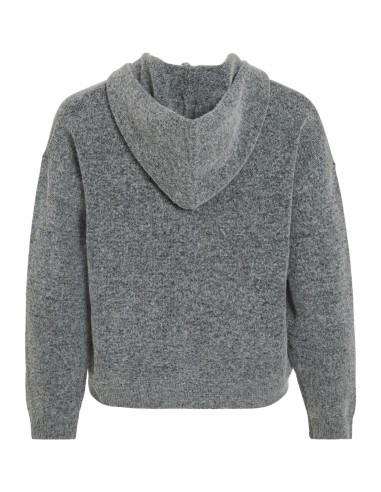 Vicasti Hoodie Boton Knitt Top Medium-grey