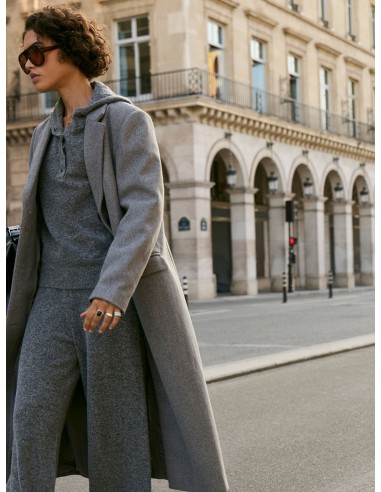 Vicasti Hoodie Boton Knitt Top Medium-grey