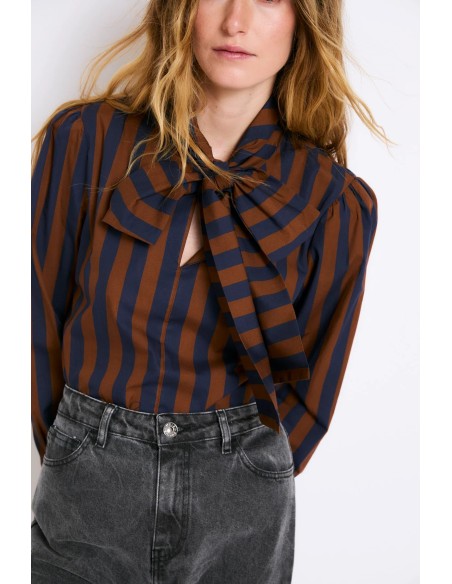 Blusa Lazo Rayas Azul