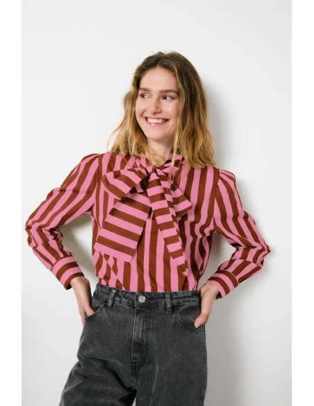 Blusa Lazo Rayas Rosa