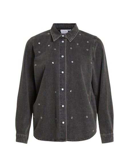 Vieyla Eyelet Denim Shirt Light_grey