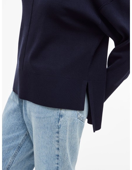 Viostria Rollneck Knitt Top Navy