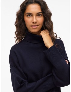 Viostria Rollneck Knitt Top Navy 2
