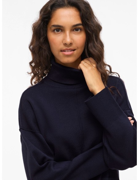 Viostria Rollneck Knitt Top Navy