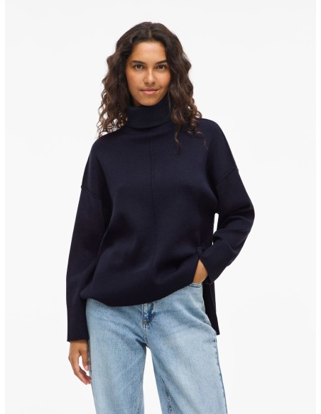 Viostria Rollneck Knitt Top Navy