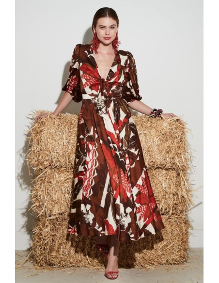 Ve-Miriam Vestido Nudo marron-coral