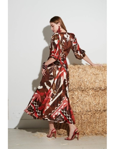 Ve-Miriam Vestido Nudo marron-coral