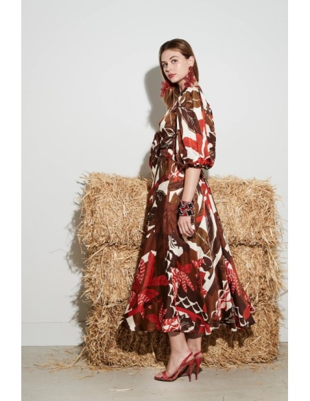 Ve-Miriam Vestido Nudo marron-coral