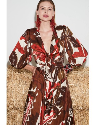 Ve-Miriam Vestido Nudo marron-coral