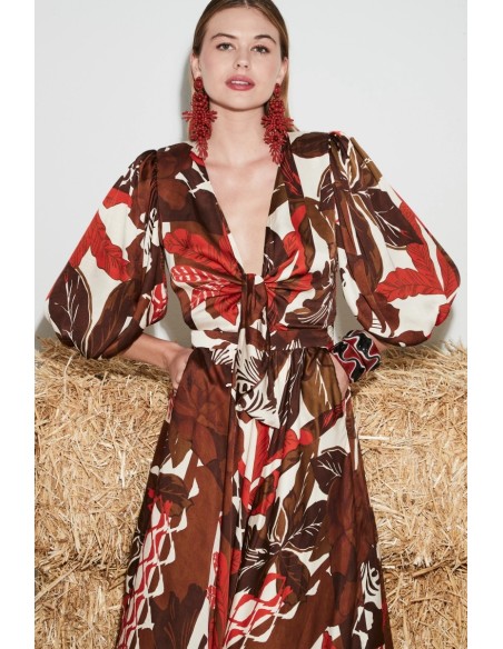 Ve-Miriam Vestido Nudo marron-coral