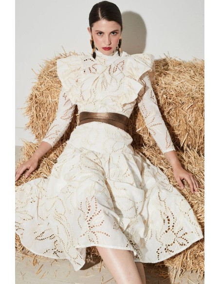 Ve-Triana Vestido Alerones blanco_roto